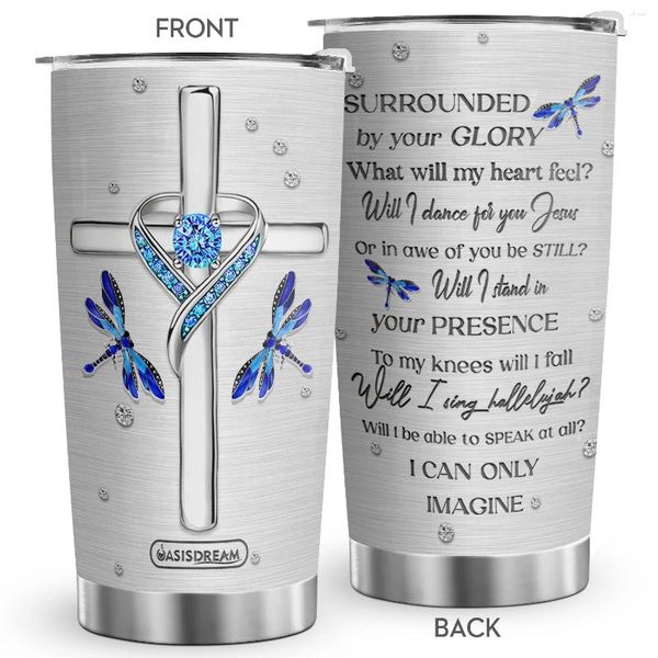 Gobelers 1pc 20oz Gift religieux imprimé croix de foi Jewelry Je ne peux qu'imaginer la tasse de gobelet avec le couvercle en acier inoxydable tasse de café
