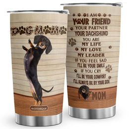 Tumblers 1pc Dachshund Tumbler Gift For Dog Lover On Birthday Christmas Day Double Wall Insulated Stainless Steel Coffee Cup With Lid