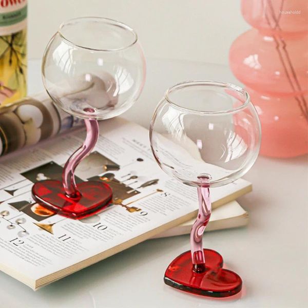 Gobelets 1pc en forme de coeur gobelet en verre borosilicate résistant à la chaleur cocktail ménage de haute qualité cadeau de la Saint-Valentin