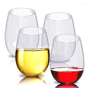 Vasos 2/4 Uds Copa de vino de plástico irrompible PET irrompible vasos de vaso rojo tazas reutilizables transparentes jugo de fruta taza de cerveza