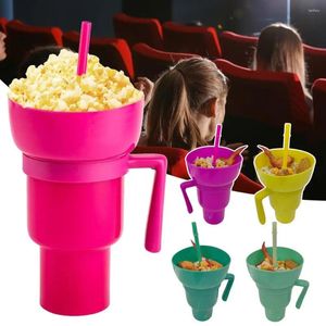 Gobelets 2 en 1 Snack Brink tasse tasse de fuite de fuite de gobelet avec bol pop-corn réutilisable pour les boissons du cinéma 2 1