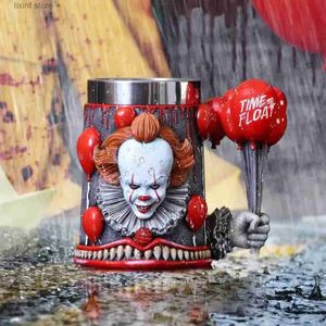 Tumblers 200 / 400ML en acier inoxydable résine tasse clown tasse drôle bière café nouveau ballon gobelet Halloween horreur cadeau 2023 créatif T240218