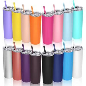 Gobelets 20oz Skinny Tumbler Bouteille d'eau thermos en acier inoxydable avec paille Tasse isolée Couvercle scellé Coloré Bachelorette Party Favor 230607