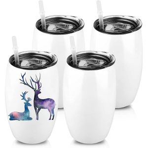 Tumblers 20oz Sublimatie Wijn Tuimelaar Glas Spaties met deksels Stamless dubbele muur Vacuüm Roestvrijstalen Travel voor koffie FY4844 D DH1DE