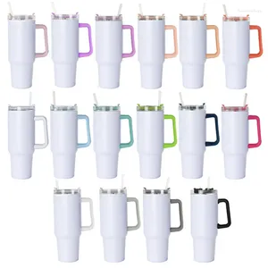 Gobelers 20pcs sublimation gobelet 40oz avec poignée vide isolée en acier inoxydable tasse bière de bière de bière de grande capacité