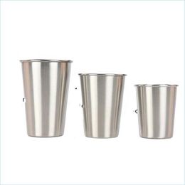 Gobelets 230ml 350ml 500ml Pint Cups en acier inoxydable incassable verres en métal pour enfants et adts 25 J2 Drop Delivery Home Dh5Gg