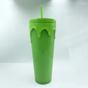 Tuimelaars 24 Oz Halloween Kerst Tumbler Dubbellaags Plastic Water Cup Grote Capaciteit Groen Stro Party Koffie Geschenken