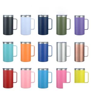 Gobelers 24 oz tasse en acier inoxydable Tubler thermos lait tasse vide aspiré vitrage à vin avec poignée de café bouteille d'eau fy5197