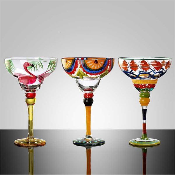 Vasos 270 ml Nordic Retro Margarita Copas de vino Creativo Colorido Cóctel Copa Champagne Home Bar Wedding Party Drinkware 230228