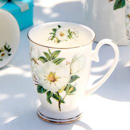 Vasos 300ML bone china divertidas tazas de café porcelana pintura floral vintage campo tazas de café espresso taza de té arte 230731