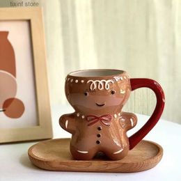 Gobelets 300 ml bonhomme de pain d'épice tasse de Noël 3D bonhomme de pain d'épice tasse en céramique lait café tasse d'eau tasse cadeau T240218