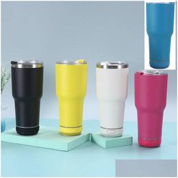 Gobelets Gobelet de haut-parleur de musique de 30 oz avec couvercles STS Tasses à café en acier inoxydable à double paroi buvant une livraison sans fil à la maison Gar Dhzio