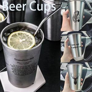 Gobelets 350/500ML Peinture en aérosol d'eau froide Northerneurope Tasses de camping en acier inoxydable Tasses à bière Tasses à boissons