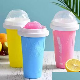 Tumblers 350 ml ijsemmers Quickfrozen Smoothies Cups Tumblers Ecofriendly dubbele laag Sile Slushy Maker Cup Squeeze Slush Cooling DHL3D