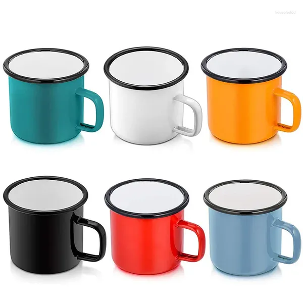 Gobelets 350ml intérieur blanc extérieur couleur émail tasse épaissie style ancien fer pot de thé rétro bouche eau