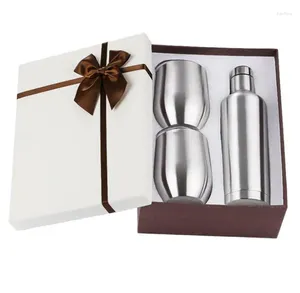 Gobelets 3 pièces/ensemble vin gobelet bouteille refroidisseur coffret cadeau en acier inoxydable Double paroi isolé sous vide eau voyage verres tasse