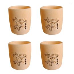 Gobelets 4 paquets de tasses à thé en bambou naturel, eau japonaise pour boire du café/vin/boisson au lait, ensemble de verres