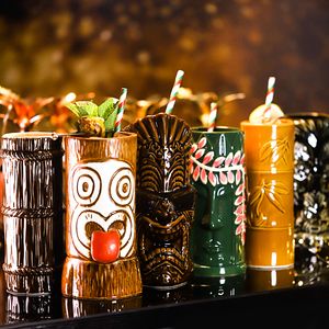 Tumblers 425600 ml Bar Boissons froides Boutique Tiki Cup Hawaii Girl Naughty Statue Slub Lion Head Cocktail Verre Céramique Vin Tasse Drinkware 230413