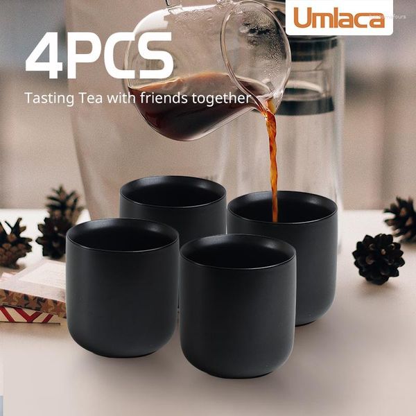 Vasos 4 unids Taza de cerámica Taza de café moderna Conjunto de 4 Taza de té Porcelana de agua Japonés Nórdico Drinkware Hecho a mano Regalo de cocina