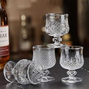 Gobelers 4pcs / ensemble vintage cristal en verre spiritueux tasse midi whisky gravé gobelet maison bar boisson h240425