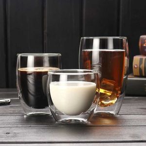 Gobelers 5 tailles Double paroi isolée en verre tasse de café à expresso claire tasse de bière faite à la main à la main au lait de milrière de whisky