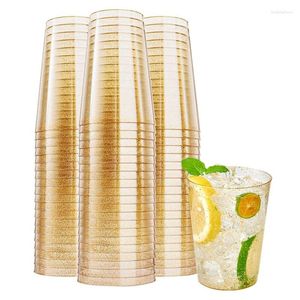 Tumblers 50pieec Gold Glitter Plastic Wine Cups Glazen Tumbler voor cocktail Martini