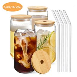 Gobelets 550 ml 400 ml tasse en verre avec couvercle et paille transparent bulle thé tasse jus verre bière canette lait tasse à café petit déjeuner tasse verres 230614