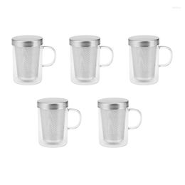 Gobelets 5x 500 ml voyage résistant à la chaleur en verre thé infuseur tasse avec couvercle tasse à café gobelet cuisine grand