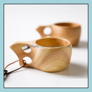 Tumblers 60 stcs/lot Kuksa Cup Nieuw Finland handgemaakte draagbare houten houten voor koffie Melk Watermok Toerisme Gift SN3285 Drop levering Home G DHZ10