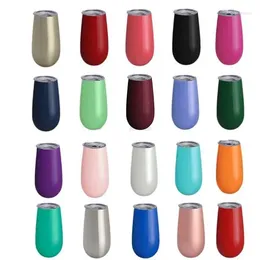 Tumblers 6 colores 6 oz Flauta Copas de huevo Copas de vino Sin tallo Oro rosa Acero inoxidable Doble pared Tazas aisladas al vacío con