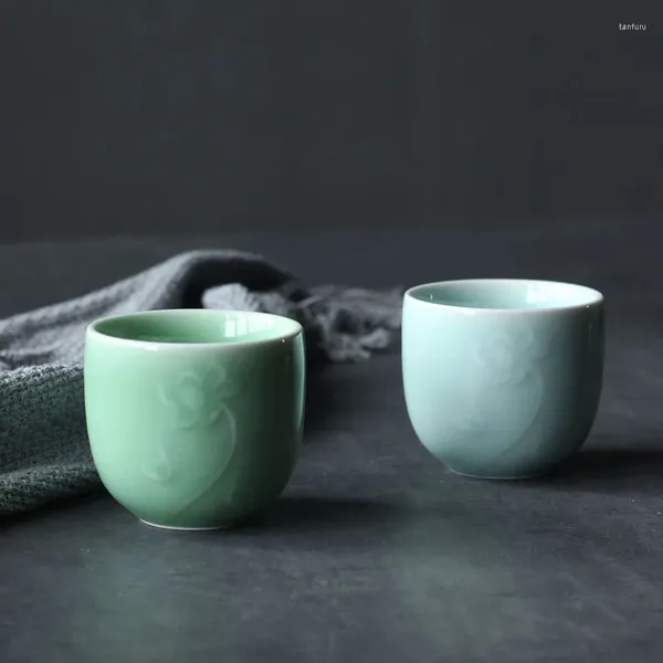 Tumblers 6pcs Longquan Celadon Handwork House Houseved Sala de té Ceramic Accesorios de té de té de agua