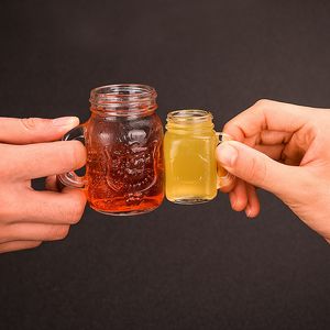 Tumblers 6pcs Mini Mason Jars met handgreep Cup S Bullet Mug Originality Wine Vodka Cocktail Glass Water Bomb Bar Party Club Glazen 230413