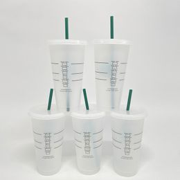 Tumblers 710 ml stro kopje met dekselkleur veranderende koffie herbruikbare kopjes plastic tuimelaar matte afwerking mok 230520