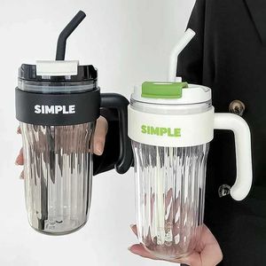 Gobelets 920 ml Bouteille d'eau en plastique rayé avec couvercle de tasse de café en paille pour le lait de voyage tasse de tasse de tasse