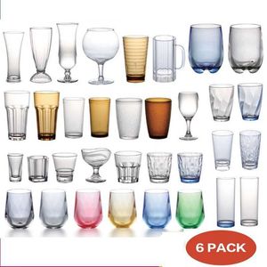 Gobelers en verre de boisson acrylique ensemble de tambour réutilisable tambour non fragile tasse de lave-vaisselle 6 pack H240425