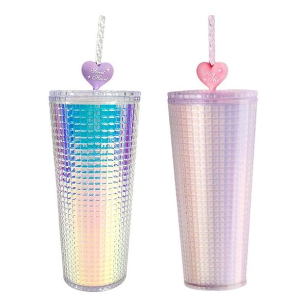 Gobelets Bling Tasse Clouté Voyage Avec Couvercle Et Paille Grande Capacité Tasses Pour Thé Café Glaçons Smoothie Eau Glacée Épaissie 230729