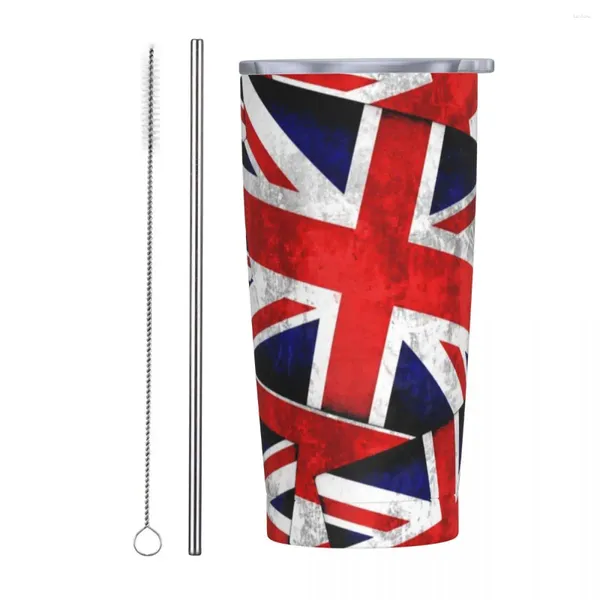 Vasos con bandera británica de Inglaterra, vaso con aislamiento al vacío, viaje con estampado rojo, tazas de café vintage, frasco, taza de té, botella de agua de 20oz