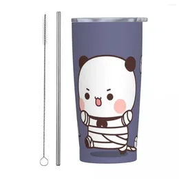 Vasos Bubu Dudu vaso de acero inoxidable Kawaii Panda taza térmica de viaje con pajitas y tapa tazas grandes taza botella de agua fría