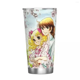 Gobelets Candy Anime Anni Gobelet isolé avec couvercle de pailles Kawaii japonais pour enfants Tasses à café sous vide Bureau Maison Bouteille de voiture Tasses