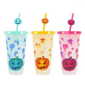 Tuimelaars Kleur Veranderende Water Cup 3pcs Ijs Koud Drinken 24oz Zomer Koffie Dikke Party Met Deksels En rietjes Voor Kinderen