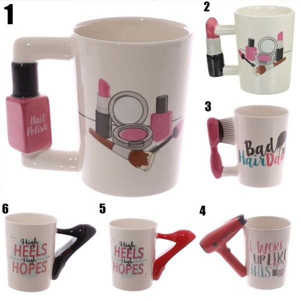 Gobelets Creative Tasses En Céramique Fille Outils Beauté Kit Promotions Vernis À Ongles Poignée Thé Tasse À Café Personnalisé Pour Les Femmes Cadeau 230520