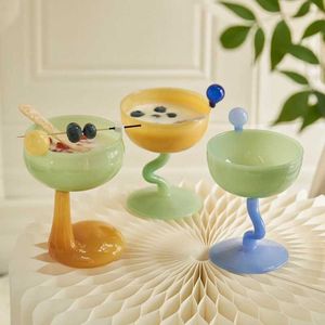Gobelets créatifs en verre coloré gobelet glacée bol tasse de bois de bois froid du thé à fruit décoratif h240506
