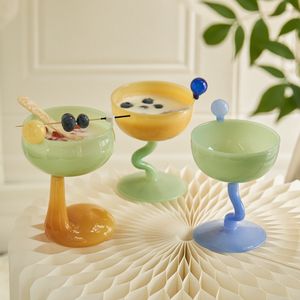 Vasos creativos de vidrio de colores, copa de helado, taza, bebida fría, fruta, té, postre, decorativa, 230615