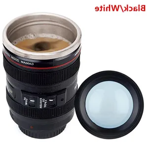 Gobelets créatifs portables de 400ml, tasse d'objectif d'appareil photo, en acier inoxydable, flacon de voyage, lait, café, nouveauté, cadeau avec couvercles