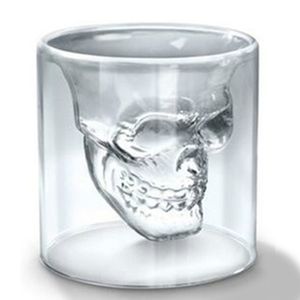 Vasos Creative Skull Cup Copa de vino de doble capa Copa de vino KTV Bar Incoloro Transparente Alto Borosilicato Gafas resistentes al calor WH0211A