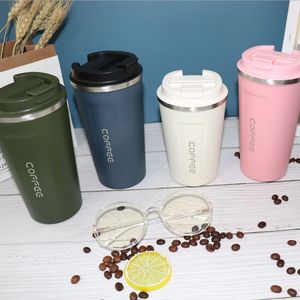 Gobelets Logo personnalisé 380 ml 510 ml 12/17 oz tasse à café thermos à double paroi tasse en acier inoxydable de voyage isolée sous vide avec couvercle Drinkware