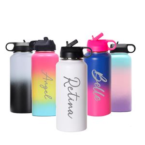 Tumblers Aangepaste naam Roestvrij staal Thermos Cup Outdoor Sportwaterfles Huwelijksfeest Geschenk verjaardag 230210