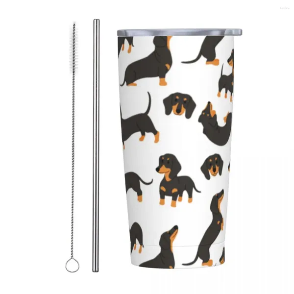 Gobelets mignons teckel chiens en acier inoxydable gobelet chien amoureux Camping voiture tasses grande tasse à café boissons lait thé bouteille d'eau