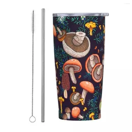 Tuimelaars Dark Dream Forest Mushrooms 20 Oz Tumbler Vacuüm geïsoleerde reisthermische beker met deksel en rietje Roestvrijstalen dubbelwandige mok