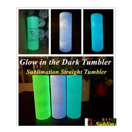 Gobelets Diy Sublimation Tumbler Glow In The Dark 20Oz Droite Avec Tasse De Peinture Lumineuse Magic Travel Drop Delivery Home Garden Kitch Dhe1Y